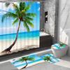 4 шт. Набор занавесок для душа Красивый пляж Кокосовая пальма Летний остров Тропический узор Нескользящие коврики Крышка унитаза и коврик для ванной Набор декора для ванной комнаты