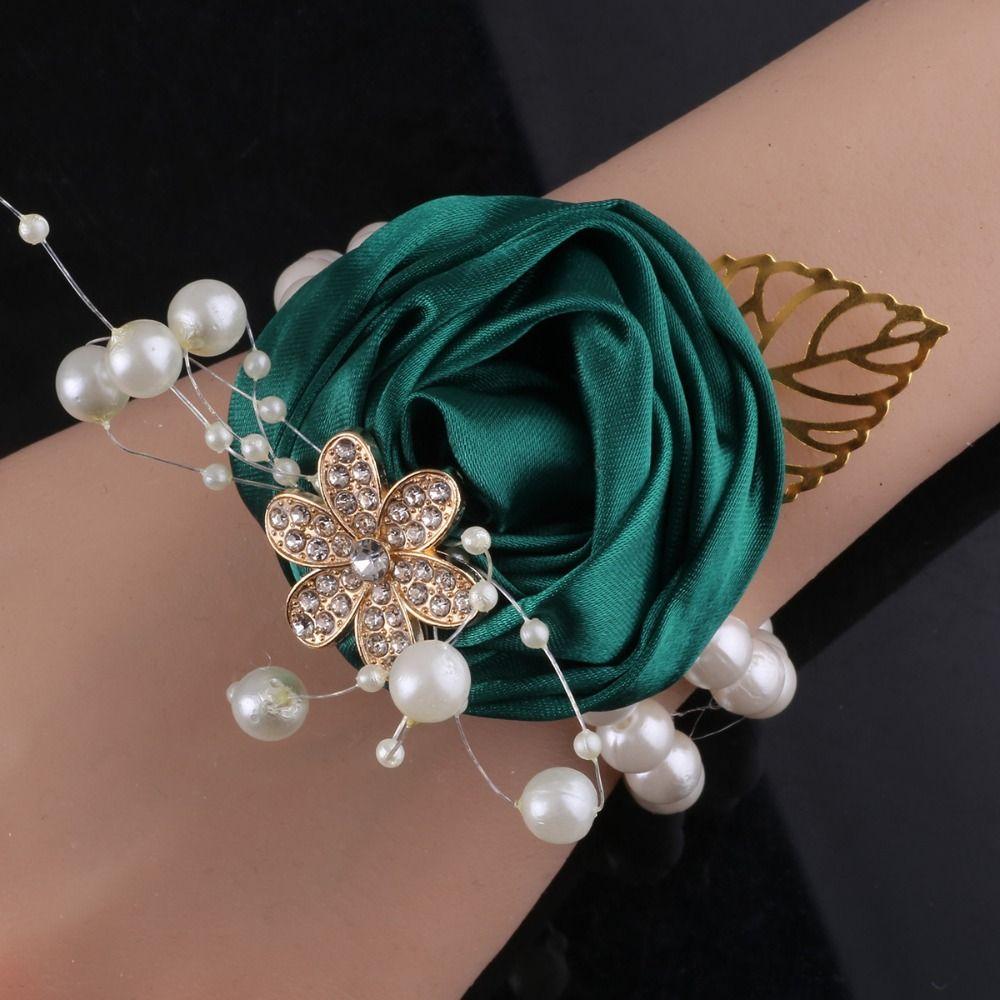 Artificial Rose Bridesmaid Wrist Flowers Ribbon Wedding Flower Bracelet Wedding Party