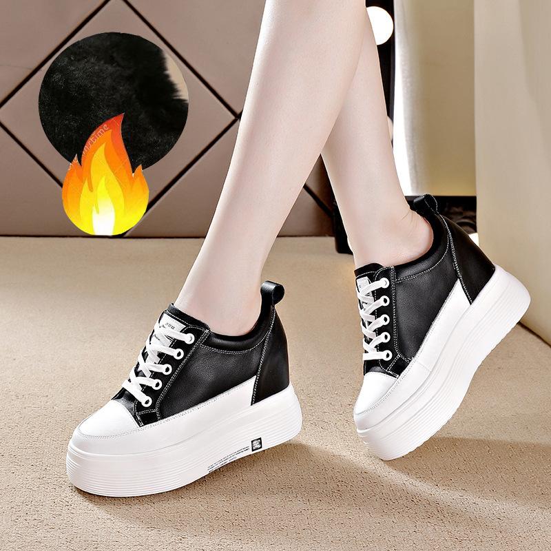 Spring and Summer New Low-top Wedge Heel Height Increase Within Cm Casual Platform White Shoes Women's Single Shoes