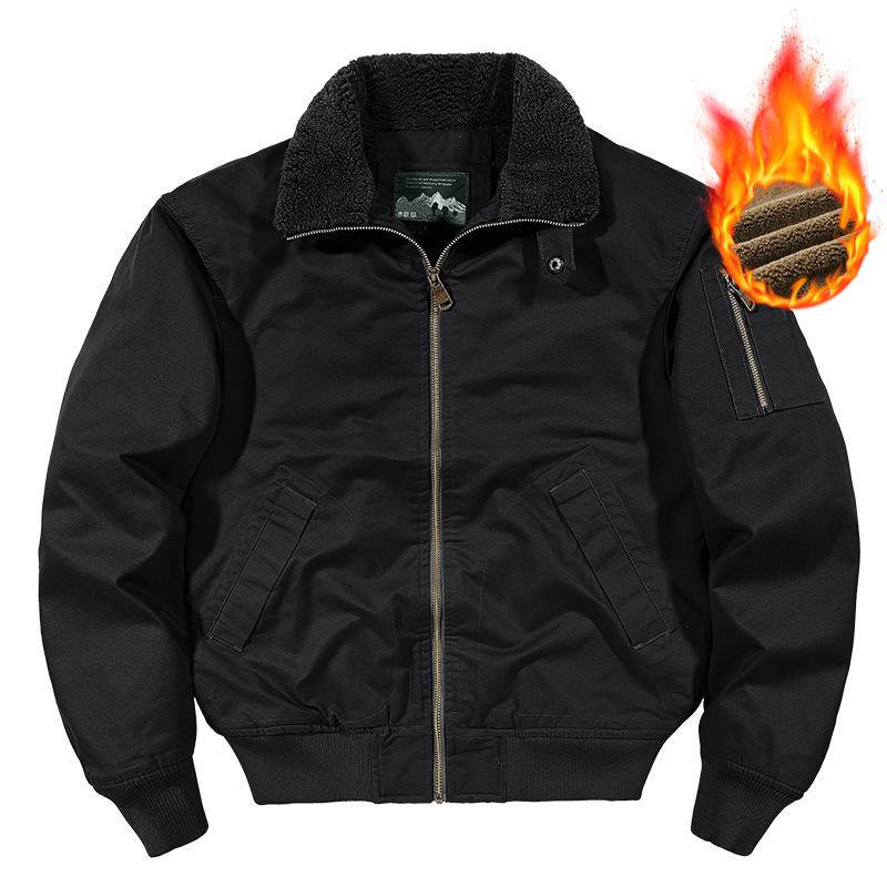 Men's Winter Fleece-Lined Bomber Jacket: High-End Fashion Outerwear for Cold Weather