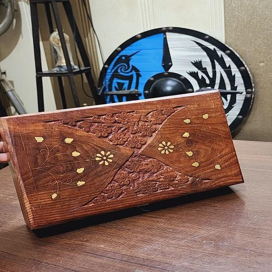 Beautiful Stylist Design Wood Handmade Wood and Brass Work Jewellery Box Christmas Gift
