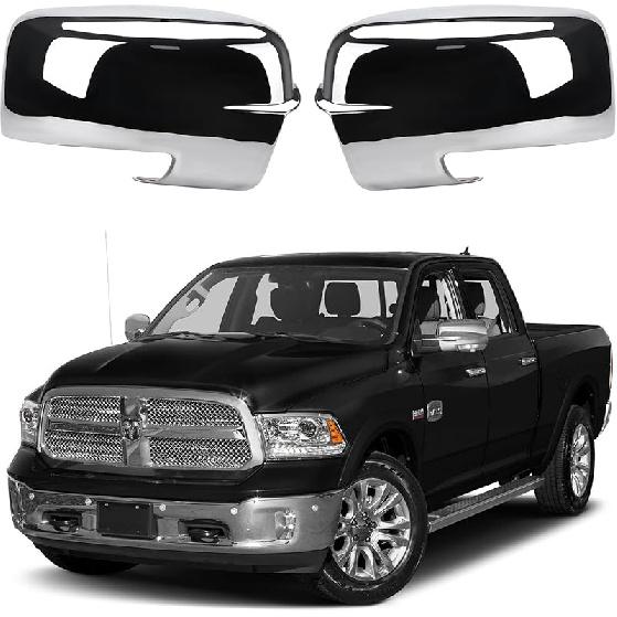 Хромированные Накладки на Зеркала Бокового Вида Совместимы с 2009-2018 Dodge Ram 1500 И -2024 RAM 1500 Classic С Вырезами под Поворотники (Хром-С вырезами)