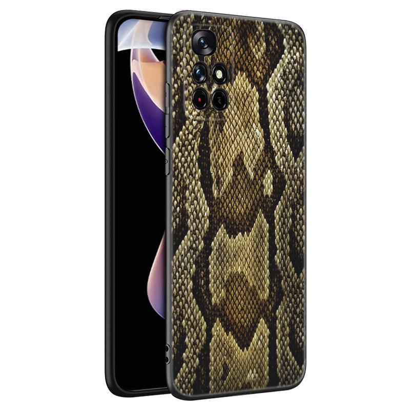 Fashion Snake Skin Black Silicone Phone Case For Xiaomi Redmi Note 10 11 11S 12 13 4G 8 9 11T Pro 5G Plus 8T 9S 10S 12S