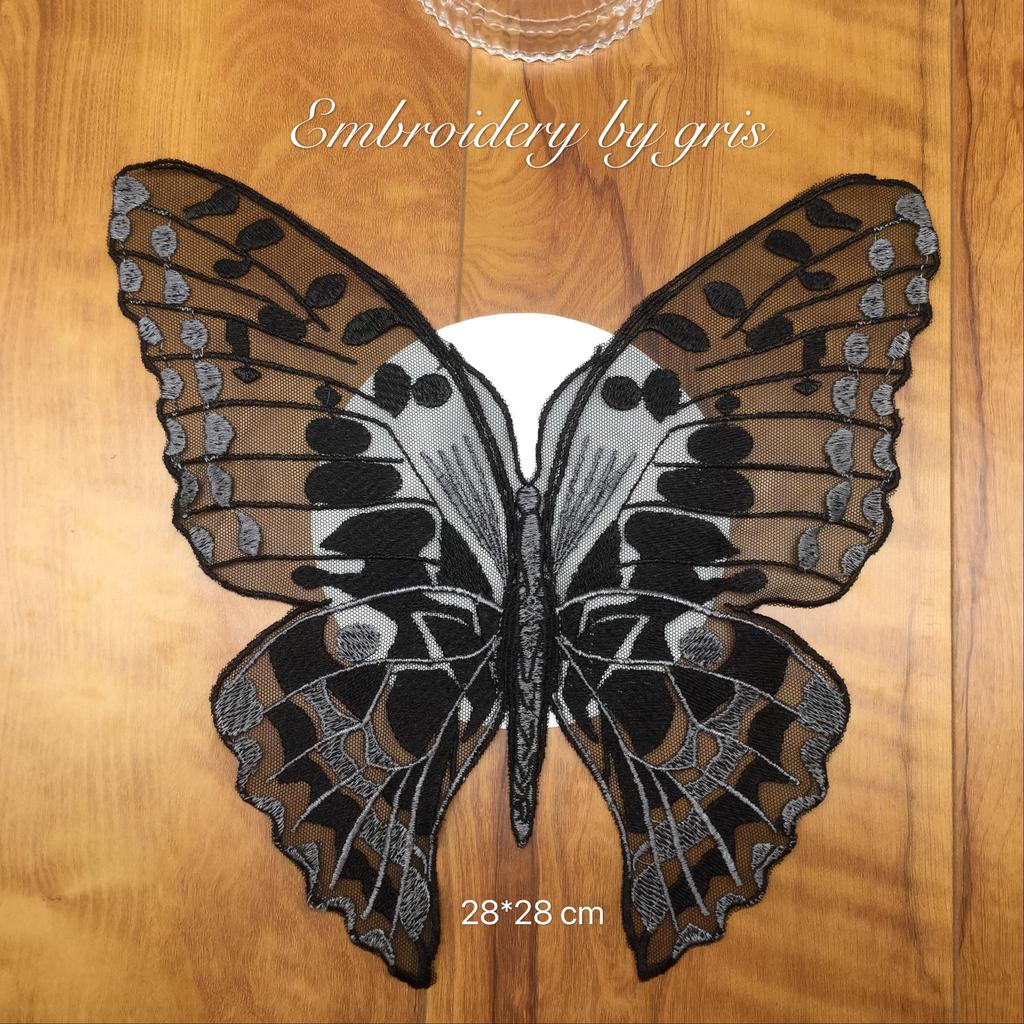 1Pc Black Embroidery Butterfly Patch for Elegant Wedding Dress Lace Fabric DIY Applique Accessories Fashion Stickers for Clothes