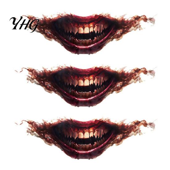 Spooky Theme Party Accessories 3Pcs Realistic Scary Mouth Tattoos for Halloween Zombie Vampire Clown Party, Waterproof Quick Stage Performance Makeup