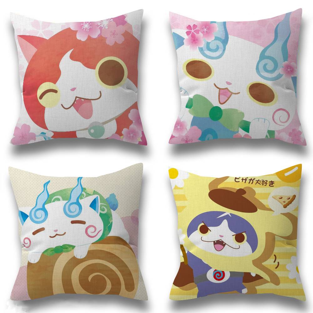 Anime Yokai Cute Watch Maple Design Cushion Cover Happy Autumn Harvest decor Holiday Decorati Pillow Cover