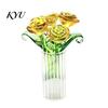 Exquisite Home Decor for Dressing Table Glass Rose Bouquet, Handmade Mini Colored Flowers with Elegant Floral Prop Photography Vase, Eternal