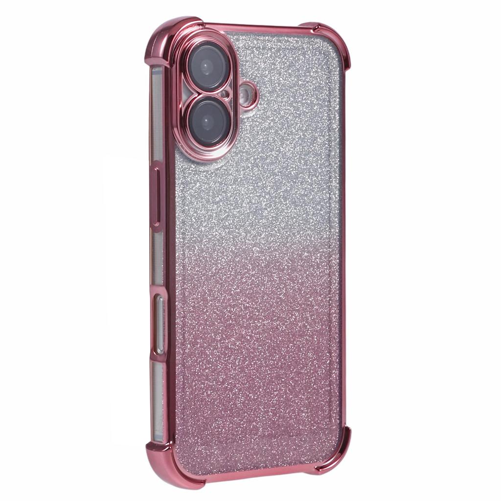 For iPhone 16 Case Glitter TPU Phone Cover Reinforced Corners - Blue
