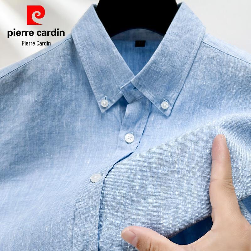 Pierre Cardin Мужская льняная рубашка с коротким рукавом 100%
