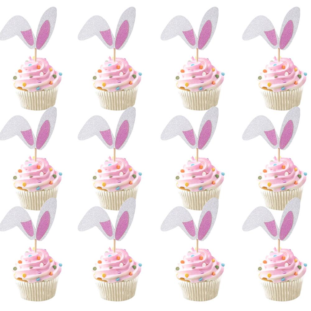 Easter Theme, Cute Rabbit Ears, Integrated Baking, Cake Flag, Party Decoration, Plugin Supplies