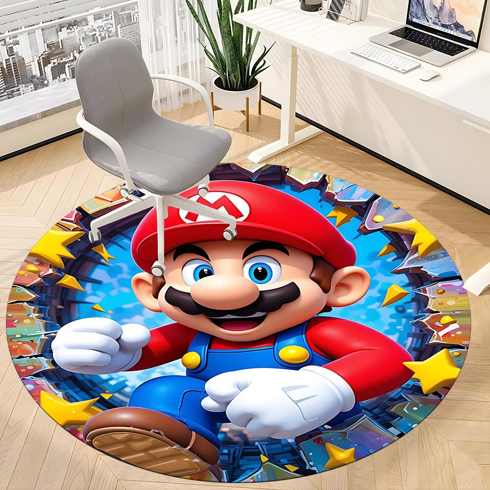 1 шт. Круглый ковер для офиса Mario Adventure, под офисные стулья, спальня, гостиная, декор для дома a1022259