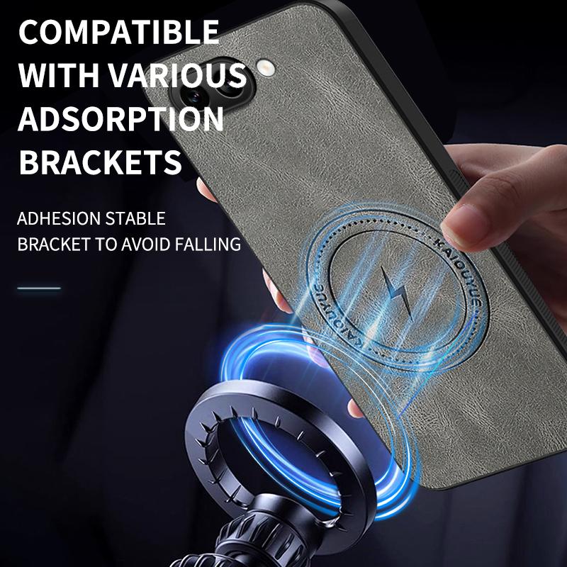 For Google Pixel 9a Magnetic Case WANLONFENG SD1 Series Nappa Texture PC TPU Phone Cover