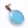 Natural Aqua Chalcedony Gemstone 925 Sterling Silver Two Tone Pendant 1.6'' c8Y30