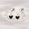 JEWNEL (1+1)Silver925 Black Heart Crescent Drop Silver Piercing (2 Types)