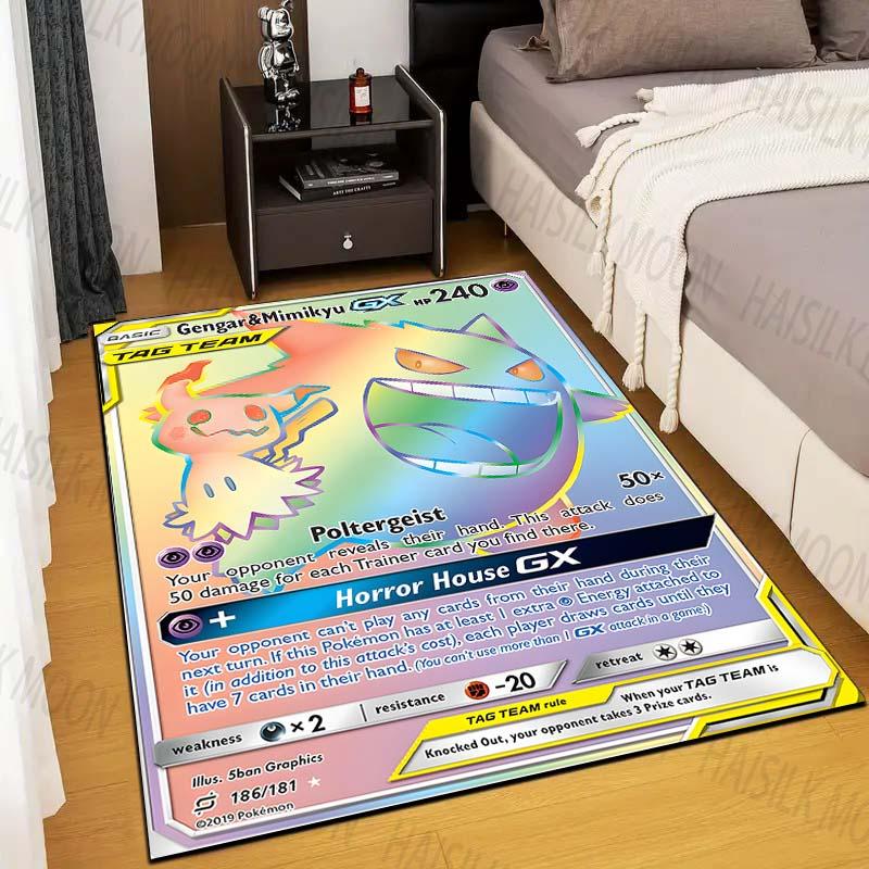 1 шт. Ковер с принтом карточек покемона Генга для гостиной, коврик для детской спальни, коврик для дивана, придверный коврик, напольный ковер, домашний декор, противоскользящий коврик
