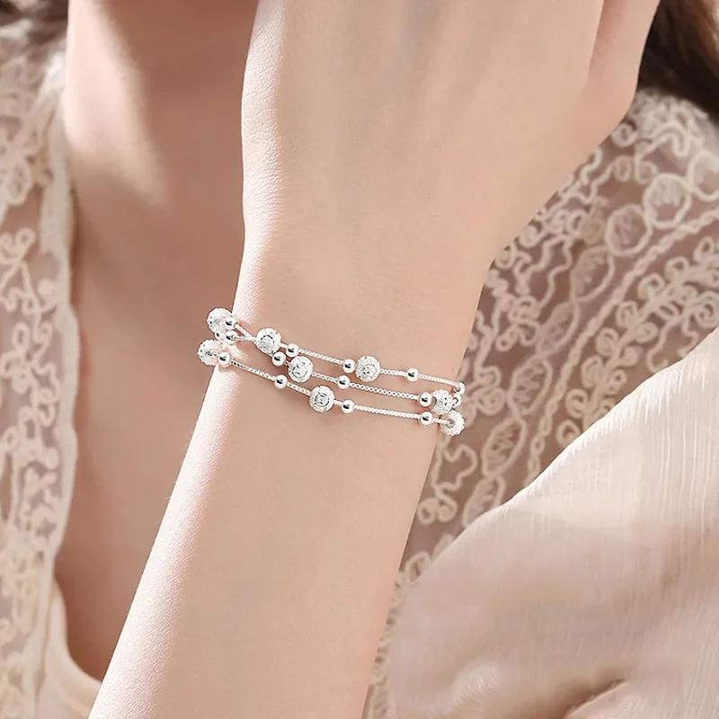 925 Silver Lucky Bead Bracelets Woman Vintage Luxury Multi-layer Ball Bracelet Designer Party Jewelry Gifts