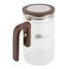 Water Separation Glass Teapot with Strainer 800ml Clear Tea Pot with Wooden Handle Secure Lid Magnetic Switch