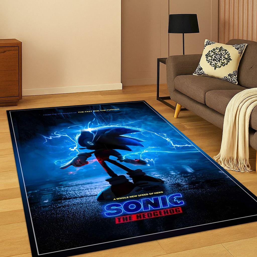 Классический ковер-ковер с изображением ежика из мультфильма S-Sonic для спальни, гостиной, дивана, домашнего декора, детский коврик для пола, нескользящий коврик, подарок