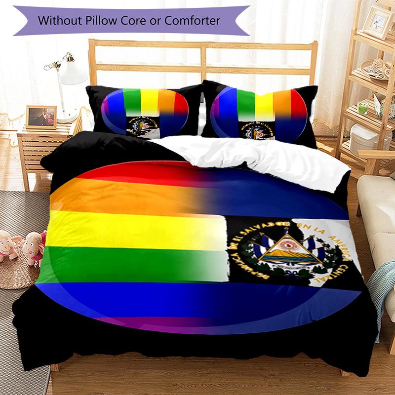 3pcs flag of El Salvador pattern bedding set duvet cover set includes duvet cover &pillowcases, perfect all season bedroom decoration & gift