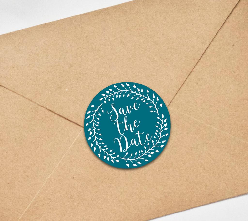 Darling Souvenir Black Round 1.6 Inches Vines Border Save The Date Stickers Non Customized Gift-45