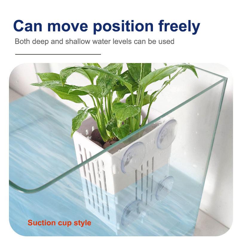 Hanging Suction Cup Hook Aquarium Plant Holder Plastic Aquarium Planter Planter Baskets Aquatic Pot Box Aquascape Decoration