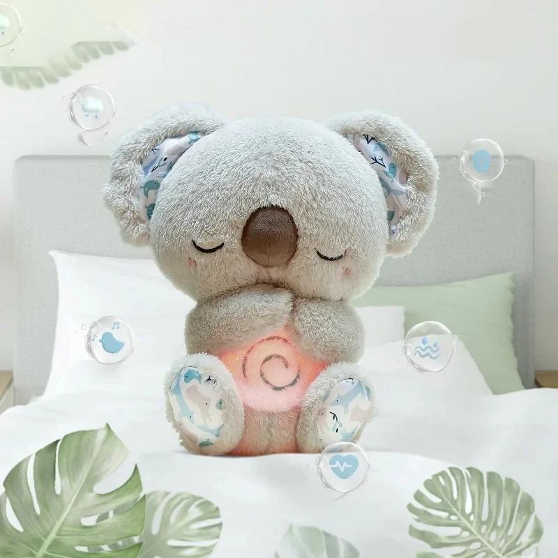 Breathing Koala Baby Sleep and Playmate Koala Musical Stuffed Plush Toy with Light Sound Newborn Sensory Comfortable Baby Gifts