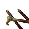 Brass Handle Wooden Lion Folding Compaq Leather Walking Stick Designer