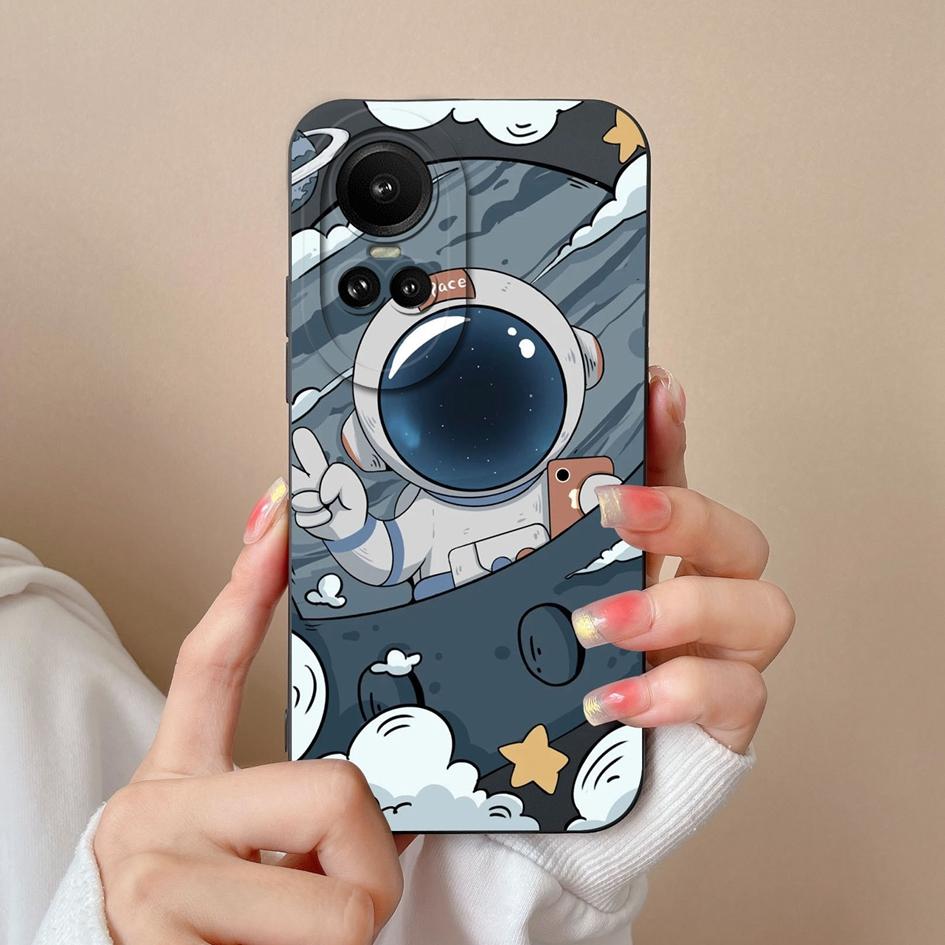 Для Oppo Reno 2 3 4 5 6 7 8 10 Pro 5G Reno 7 8 Lite Чехол Астронавт Мужская женская сумка для телефона Мягкий силиконовый чехол Квадратный матовый противоударный бампер для Oppo Reno