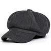 Woolen Octagonal Hat Solidcolored Unisex Outdoor Warm Hats Winter Casual Beret Cap Fashionable Caps