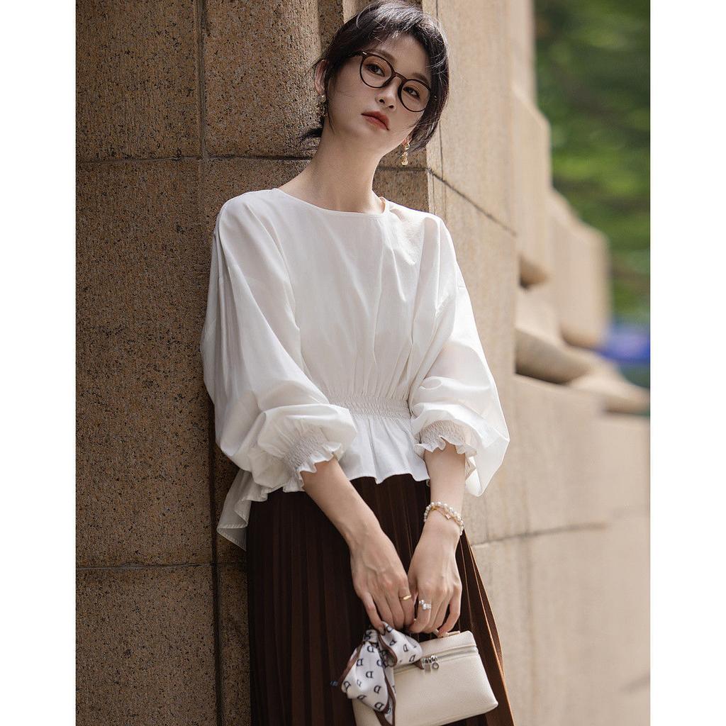Women's Shirt Long Sleeve Autumn Blouse Loose Waist Slim Feminine Tops