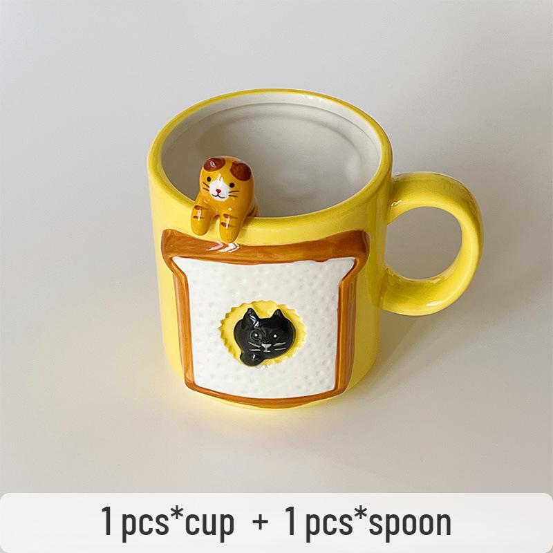 Японские Мультяшные Керамические Кофейные Чашки, Милая Чашка с Котом, Подарок с Индивидуальностью, Бытовая Мультяшная, Кавайи, Для Завтрака, Кружки для Овсяного Молока