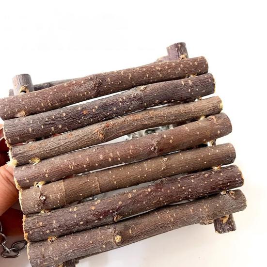 Гамак-качели для хомяка из натурального дерева, жевательная игрушка, маленький гамак-укрытие для грызунов с металлическими подвесными цепочками для морских свинок, песчанок, бурундуков