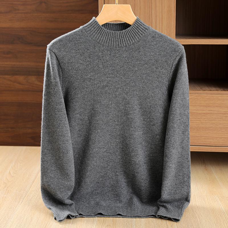 Men's Half Turtleneck Thickened Cashmere Sweater Qinghe Cashmere 30% Cashmere 70% Wool Men's Autumn and Winter Cashmere Soft and Warm