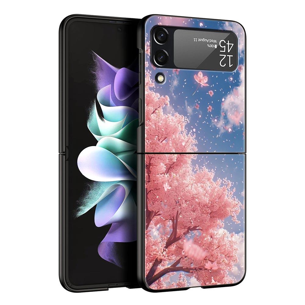 Корейский Цветочный Жесткий ПК Чехол для Телефона Для Samsung Galaxy Z Flip 7 6 5 4 Черный Чехол Для Galaxy Z Flip 3 Складной Корпус Fundas Capas