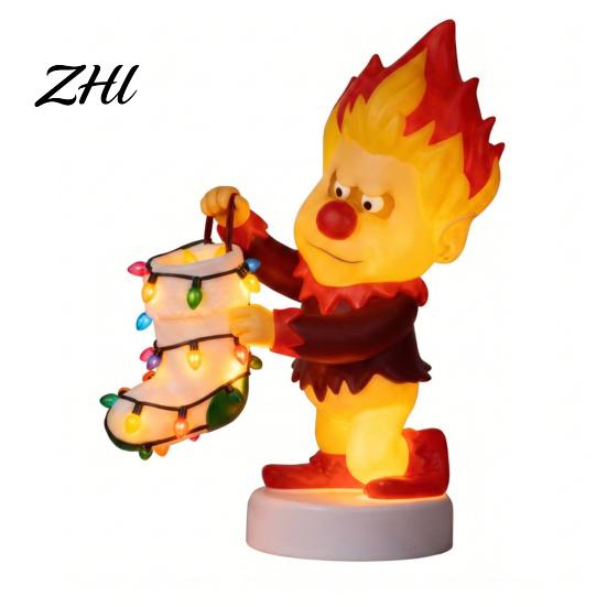 Bedroom Bedside Lamp Christmas Cartoon Figure Night Light, Resin Warm Light LED Lamp, Stable Character Statue Base Desktop Ornament for Living