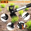 Weed Puller Tool 2-in-1 Weed Rake & Hoe Combo, Heavy Duty Manual Weed Remover with 16-58in Adjustable Long Handle, Ergonomic Garden Weed Pulling Tool