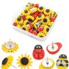 30Pcs Flower Push Pins Lady Bird Pushpin with Case Decorative Thumb Tacks Map Pins Cork Notice Board for School Office