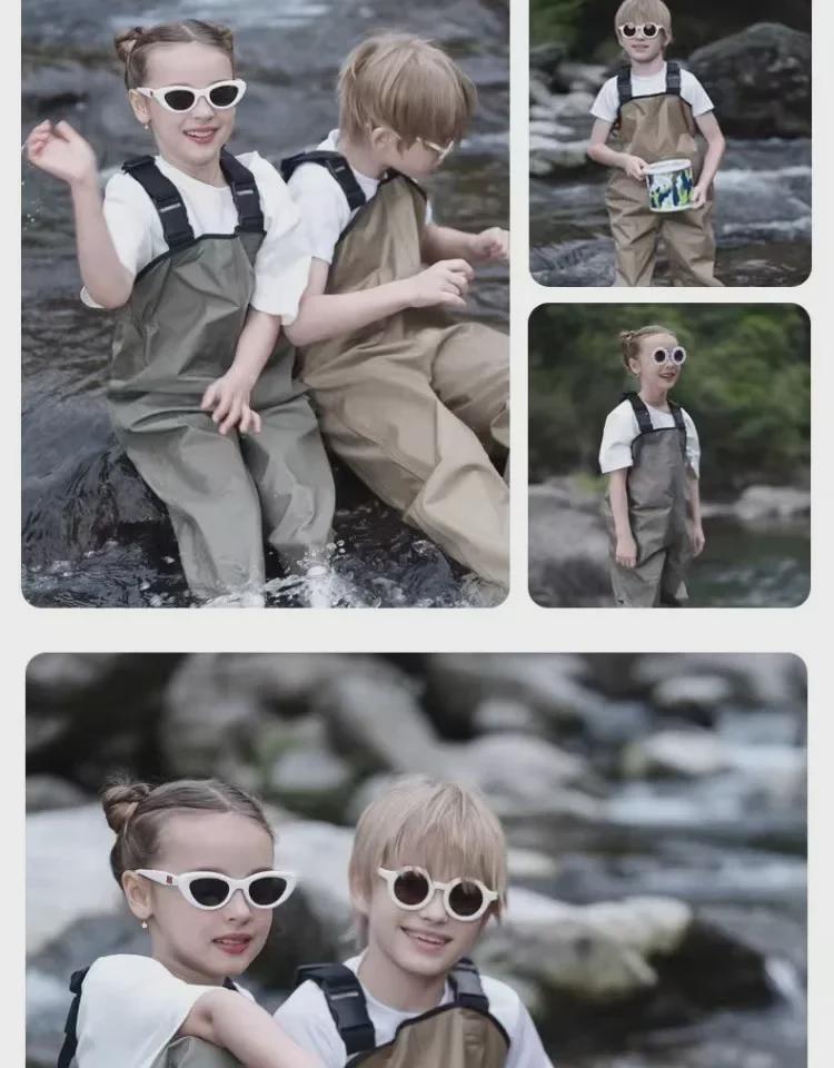 Children's Ultra-Light Waterproof Bib Wading Pants - Full Body One-Piece for Beach and Kindergarten