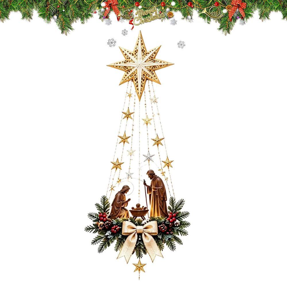 Lighted Lighted Wall Decor Warm Illuminated Christmas Nativity Scene Star Ornament Bedroom
