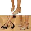 Summer Platform Open Toe Sandals With Buckle For Women Featuring Suede Material And Chunky Mid Heel
