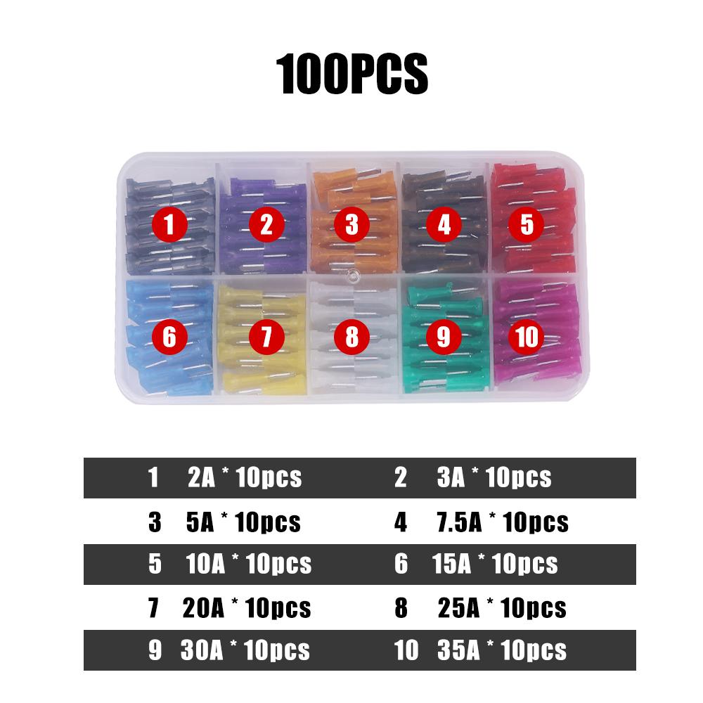 100/50 шт. Средний автомобильный предохранитель 2-35 А, набор вставок предохранителя среднего размера с инструментом для обнаружения перегорания предохранителя, инструменты для ремонта автомобильных цепей