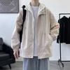 Spring and Autumn Hooded Jacket Men's New Gown Teen Autumn and Winter Vacation Two Loose Coats Thickened