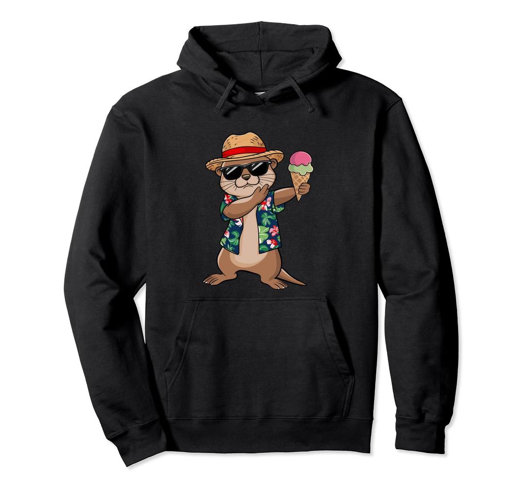 Cool Otter Hawaiian Style Ice Cream Summer Fun Hoodie