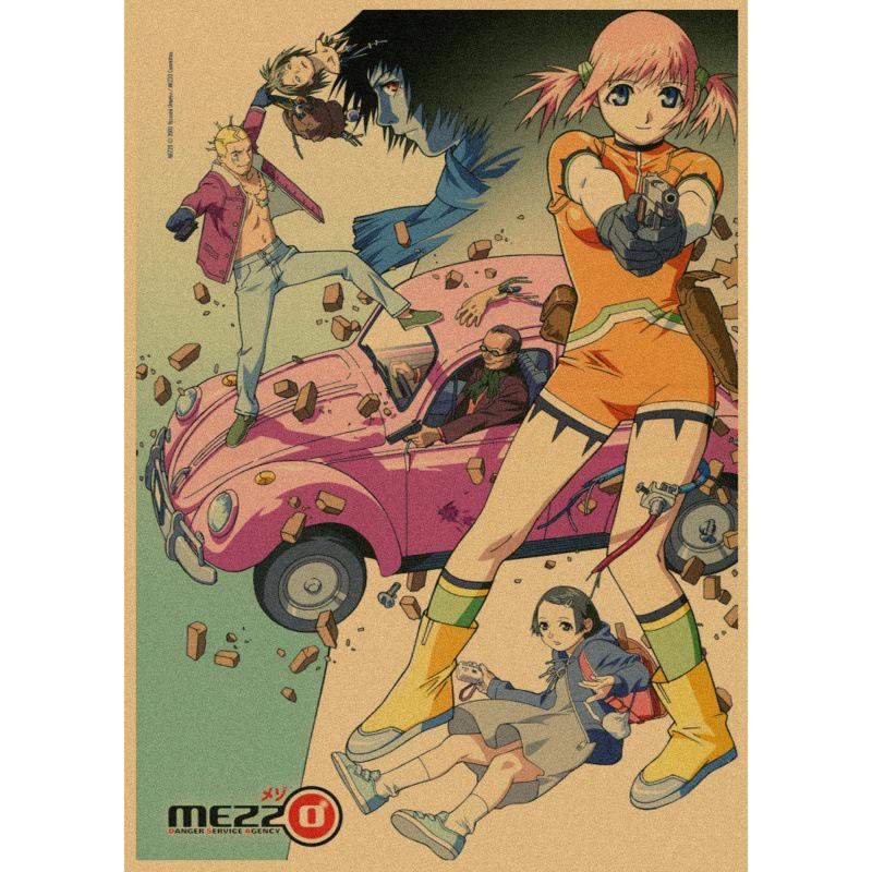 Retro Japanese Anime Wall Poster - Yasuomi Umetsu's Girl Killer on Kraft Paper