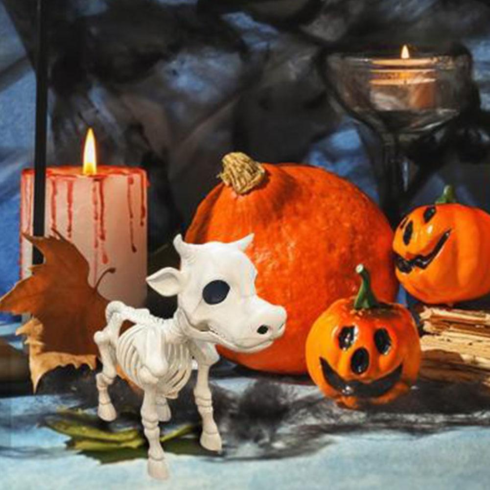 New Halloween Cow Horse Skeleton Tricky Graveyard Resin Cow Skull Skeleton Spooky Halloween Horror Cow Bones Skeleton Decor