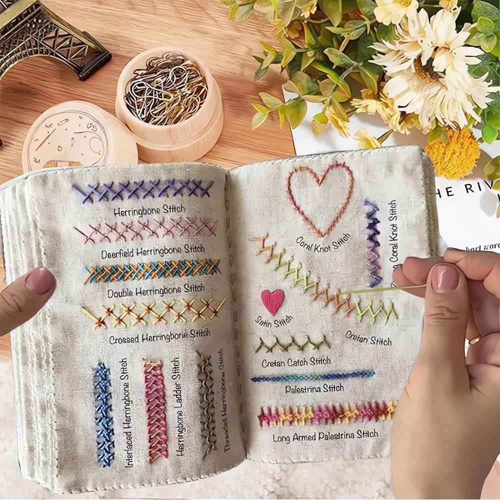 106 Patterns Embroidery Stitch Book Kit with Tools & Tutorials for DIY