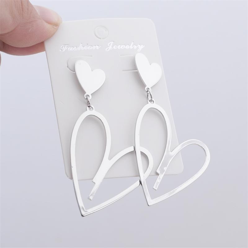 Большие двухслойные полые геометрические серьги-подвески в форме сердца для женщин и девочек, ювелирные изделия, аксессуары, подарок на День святого Валентина