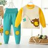 Winter Children's Cotton Warm Pajamas Set Boys and Girls with Fleece Thick Pajamas Set