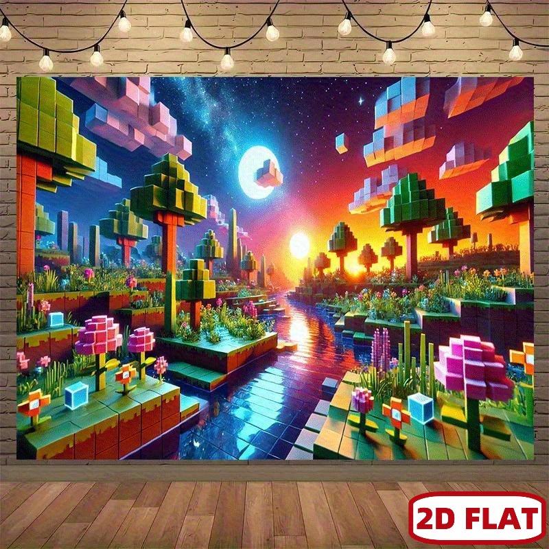 2D plane, 1-piece vintage video game celebration banner, suitable for birthdays and game events