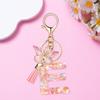 Epoxy Resin English Alphabet Keychain Heart-Shaped Sequins Butterflies Tassel Alphabet Keyring Initial Lettering Key Chain Mug Accessory
